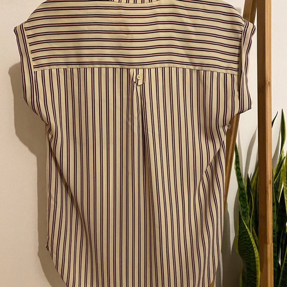 Pleione Split Neck Striped Blouse